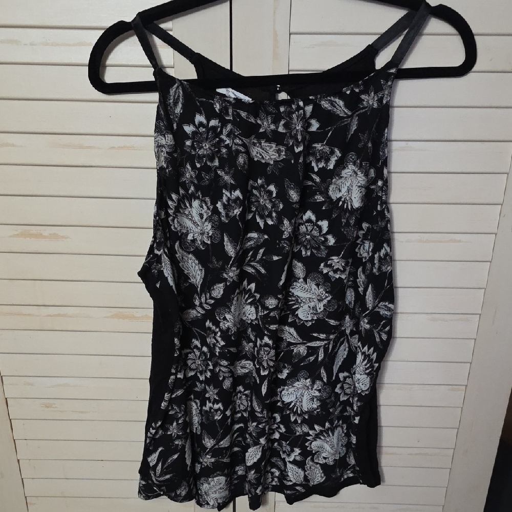 Maurices Black and White Floral Tank Top